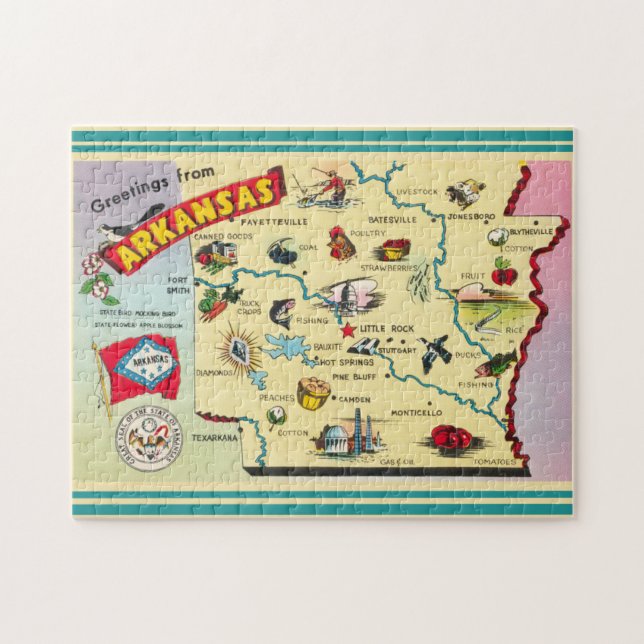 Vintage Arkansas State Map Jigsaw Puzzle (Horizontal)