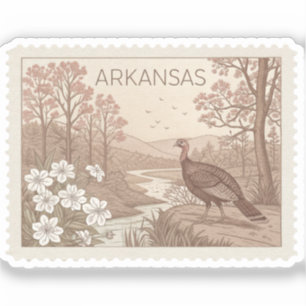 Vintage Arkansas Wild Turkey Ozark Mountain Stamp