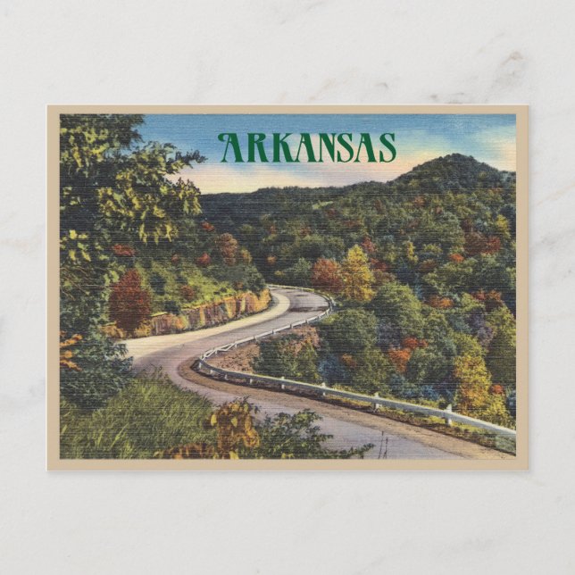 Vintage Arkansas Winding Road in Autumn Postcard (Front)