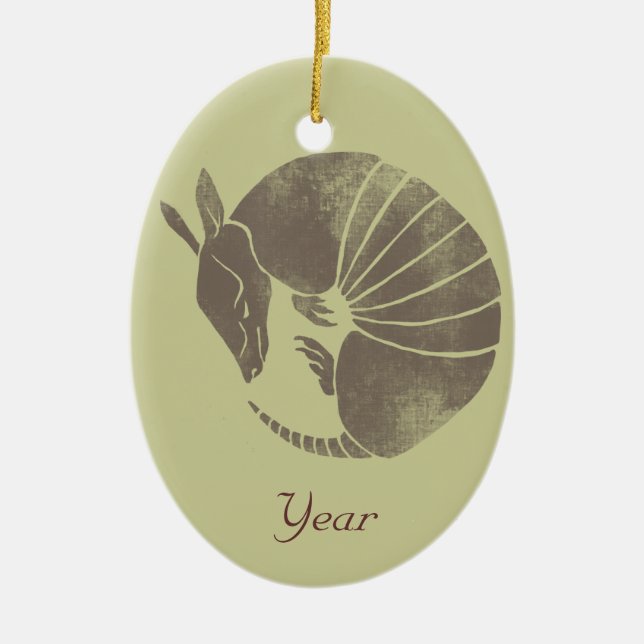 Vintage Armadillo Ceramic Ornament (Front)