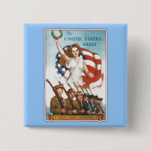 Vintage Army Poster with Lady Liberty Tshirts 15 Cm Square Badge