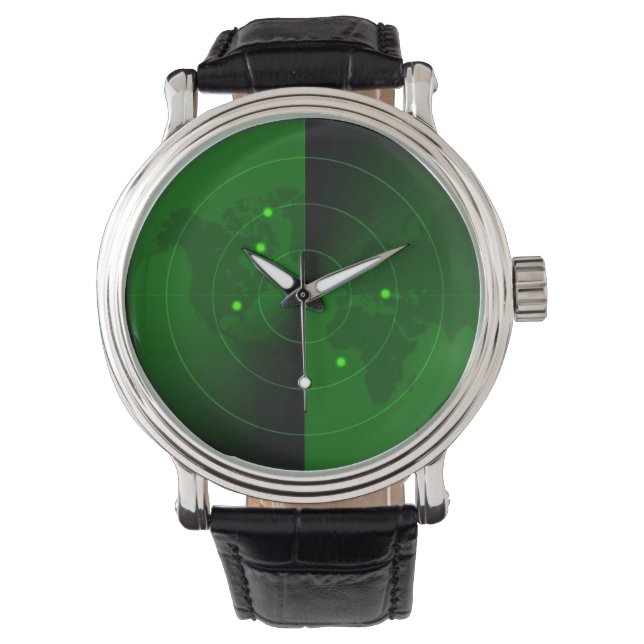 vintage army radar world map detection military watch (Front)