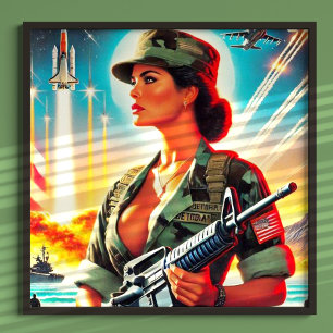 Vintage Army Woman Poster