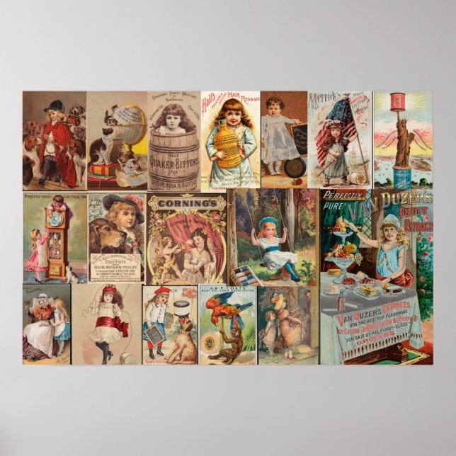 Vintage Art Advertisements Collage I Poster (Front)