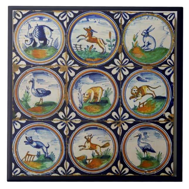  Vintage Art Animals Netherlands  Ceramic Tile (Front)