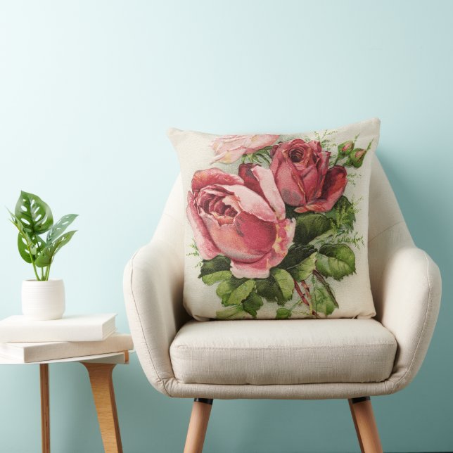 Vintage Art Antique Roses Cushion (Chair)