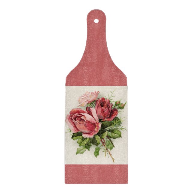 Vintage Art Antique Roses Cutting Board (Front)