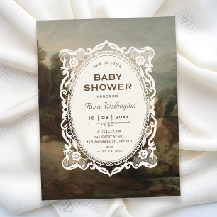 Vintage art baby shower invitation