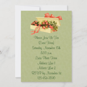 Vintage Art Box Of Roses Floral Party Invitation