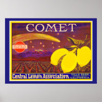Vintage Art Comet Brand Lemon Label Kitchen Art