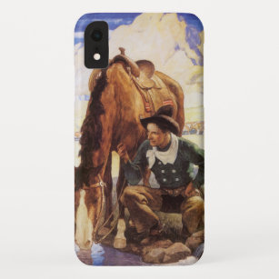 Vintage Art, Cowboy Watering His Horse by NC Wyeth Case-Mate iPhone Case