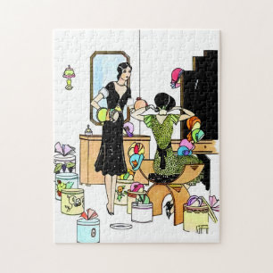 Vintage Art Deco 1920s Hat Shop Illustration  Jigsaw Puzzle