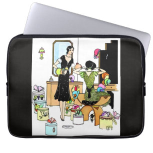 Vintage Art Deco 1920s Hat Shop Illustration Laptop Sleeve
