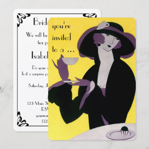 Vintage Art Deco Afternoon Tea Party Bridal Shower Invitation