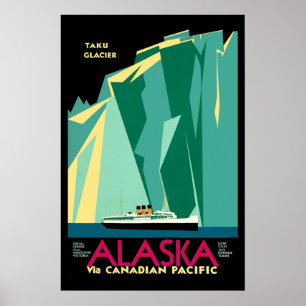 Vintage Art Deco Alaska Tourism Travel Poster