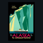 Vintage Art Deco Alaska Tourism Travel Poster<br><div class="desc">This is a digitally enhanced print of a vintage Art Deco "Alaska via Canadian Pacific. Taku Glacier" tourism travel lithograph. You can customise the background colour.</div>