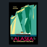 Vintage Art Deco Alaska Tourism Travel Poster<br><div class="desc">This is a digitally enhanced print of a vintage Art Deco "Alaska via Canadian Pacific. Taku Glacier" tourism travel lithograph. You can customise the background colour.</div>