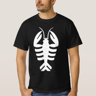 Vintage Art Deco Animal, White Lobster on Red T-Shirt