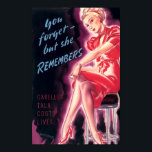 Vintage Art Deco Anti-Rumour Propaganda Poster<br><div class="desc">This is a digitally enhanced print of a vintage 1939-1946 anti-rumour propaganda poster featuring a woman in a red dress with the captions "You forget - but she remembers. Careless talk costs lives"</div>