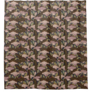 Vintage Art Deco Bat and Flowers Shower Curtain