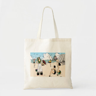 Vintage Art Deco Beach Illustration 1920s Coastal Tote Bag
