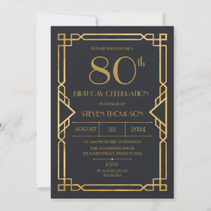 Vintage Art Deco Birthday party Invitation