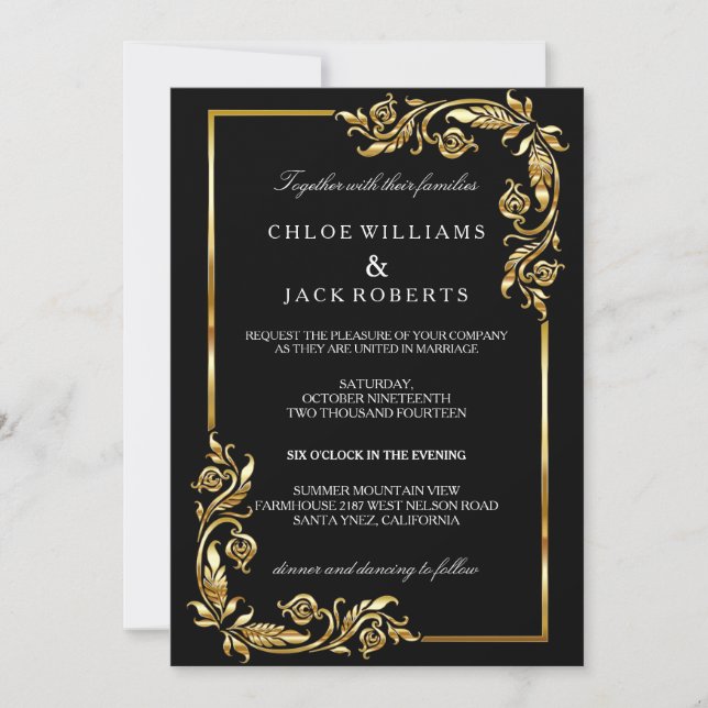 Vintage Art Deco Black and Gold Style Invitation (Front)