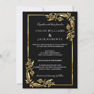 Vintage Art Deco Black and Gold Style Invitation