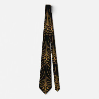 Vintage Art Deco Black and Gold Tie