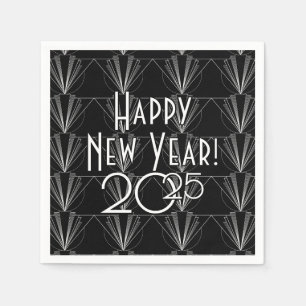 Vintage Art Deco Black and White Geometric Napkin