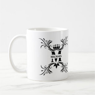 Vintage Art Deco Black Name Monogram Coffee Mug