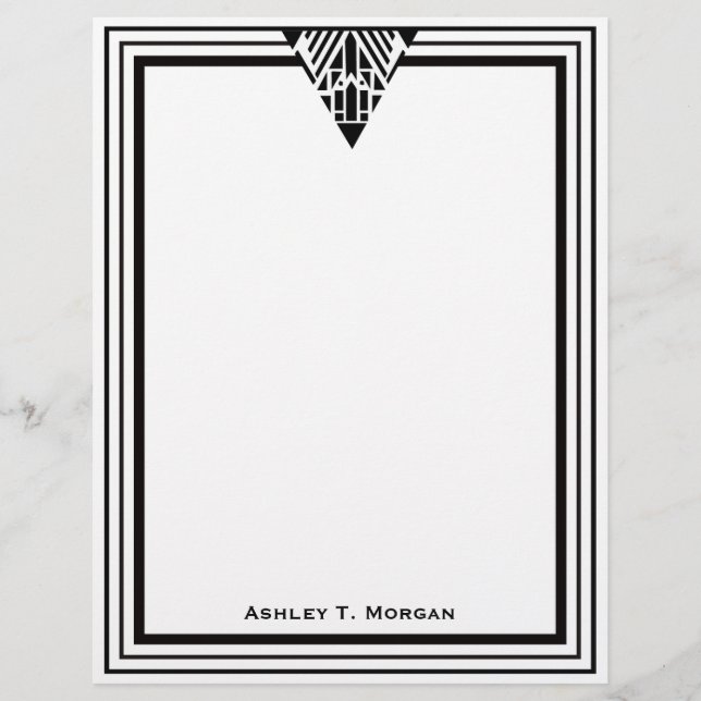 Vintage Art Deco Black Wht Frame #1 Personalised (Front)