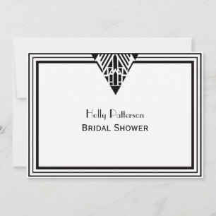Vintage Art Deco Blk Wht Frame #1 H Bridal Shower Invitation