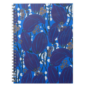 Vintage art deco blue abstract seamless pattern notebook
