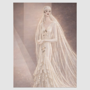 Vintage Art Deco Bridal Fashion Illustration  Tissue Paper