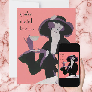 Vintage Art Deco Bridal Shower Party Invitation