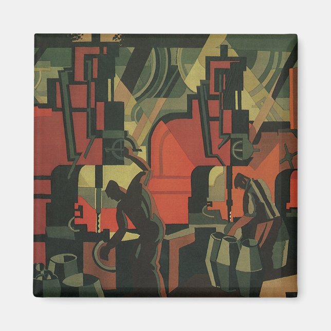 Vintage Art Deco Business Industrial Manufacturing Magnet (Front)