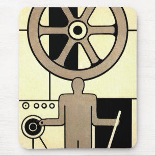 Vintage Art Deco Business Wheel and Machine Worker Mouse Pad