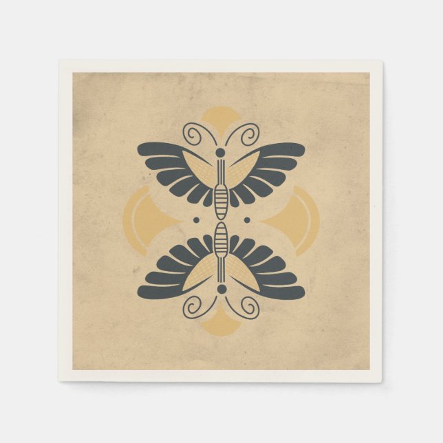 Vintage Art Deco Butterfly Motif Napkin (Front)