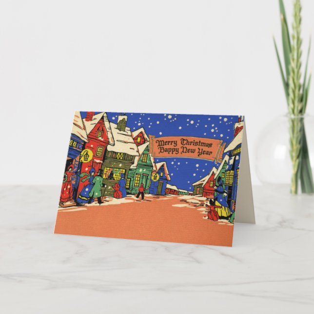 Vintage Art Deco Christmas Card (Front)