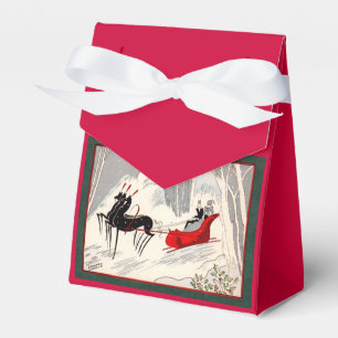 Vintage Art Deco Christmas Sleigh Ride Card Favour Box