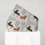 Vintage Art Deco Christmas Sleigh Ride  Tissue Paper<br><div class="desc">Celebrate the magic of the holiday season with this elegant vintage Art Deco Christmas sleigh ride illustration. This stylish winter scene features a striking black horse pulling a bright red sleigh through a snowy forest while a sophisticated couple rides beneath falling snow. The bold lines, minimalist composition, and dramatic contrast...</div>