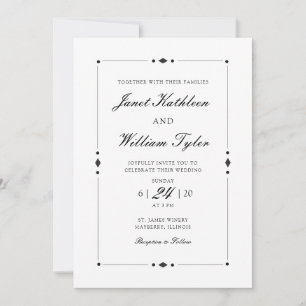 Vintage Art Deco Classic Wedding Invitation