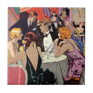Vintage Art Deco Cocktail Party at Nightclub Ceramic Tile