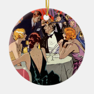 Vintage Art Deco Cocktail Party at Nightclub Ceramic Tree Decoration
