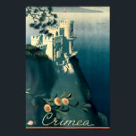Vintage Art Deco Crimea Tourism Travel Poster<br><div class="desc">This is a digitally enhanced print of a vintage Art Deco travel Chromolithograph about Crimea. Vneshtorgizdat commissioned by Intourist,  1935.  It features The Swallow's Nest,  a Neo Gothic castle overlooking the Cape of Ai-Todor on the Black Sea.</div>