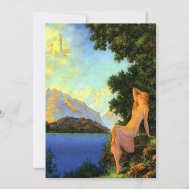 Vintage Art Deco Dream Castle Woman Card (Front)