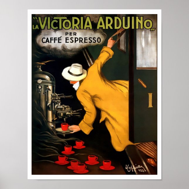 Vintage Art Deco Espresso Coffee Maker ad Poster (Front)