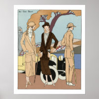 Vintage Art Deco Fashion Art With Car