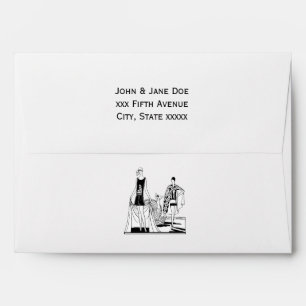 Vintage Art Deco Fashionable Ladies at the Beach Envelope